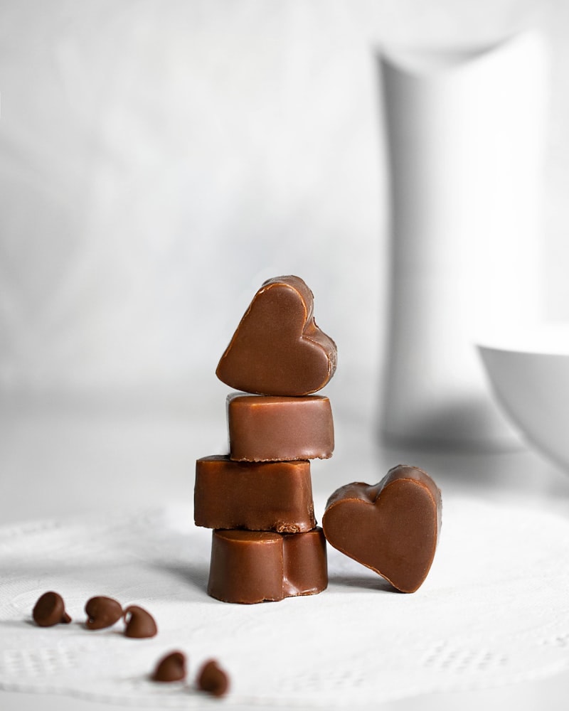 Stacked artisan chocolate pieces